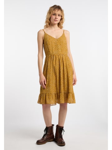 DreiMaster Vintage Damen Kleid in Dunkelgelb Mehrfarbig