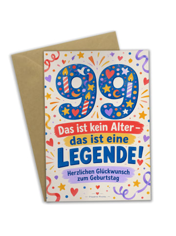 Geburtstagskarte 99. Geburtstag Zahl verspielt ... in Weiß