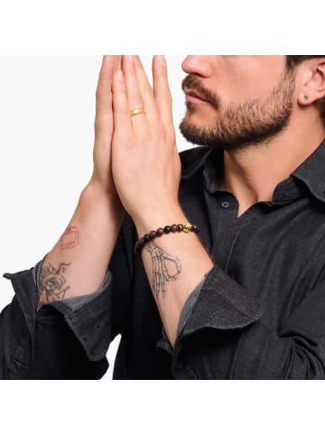 Thomas Sabo Armband Aus Obsidian Und Tigerauge Mit Bead in gelbgoldfarben, rot, schwarz