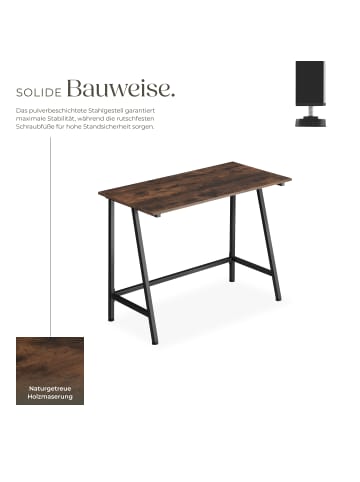 tectake Schreibtisch Newton 100 x 50 x 77 cm, Industrial Holz dunkel, rustikal
