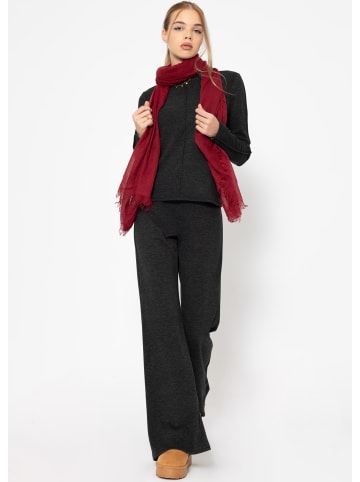 SASSYCLASSY Langarmshirt mit Ziernaht in Dunkelgrau