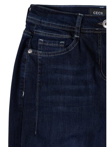 Cecil High Waist Barrel Leg Jeans im Loose Fit in Dark Blue Wash
