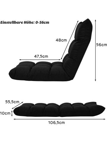 COSTWAY Bodenstuhl in Schwarz