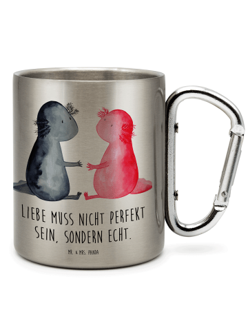 Mr. & Mrs. Panda Edelstahlbecher Axolotl Liebe mit Spruch in Silber