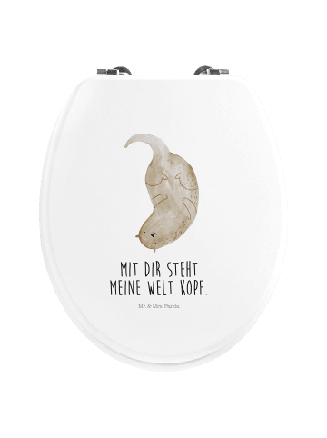 Mr. & Mrs. Panda Toilettenbrille Otter Kopfüber mit Spruch in Weiß