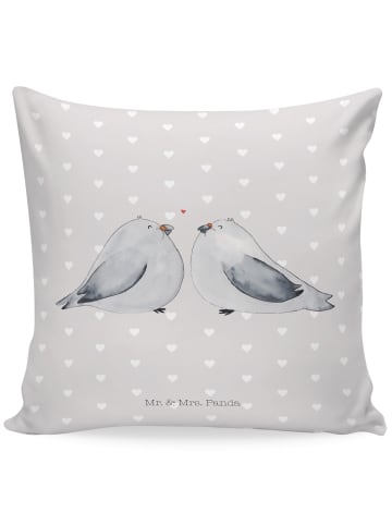 Mr. & Mrs. Panda Kissen 40x40 Turteltauben Liebe ohne Spruch in Grau Pastell
