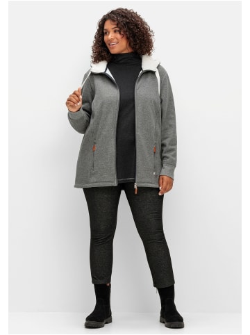 sheego Sweatjacke in grau meliert