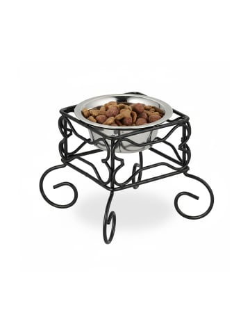 relaxdays Hundenapf in Schwarz/ Silber - (B)18 x (H)15,5 x (T)18 cm