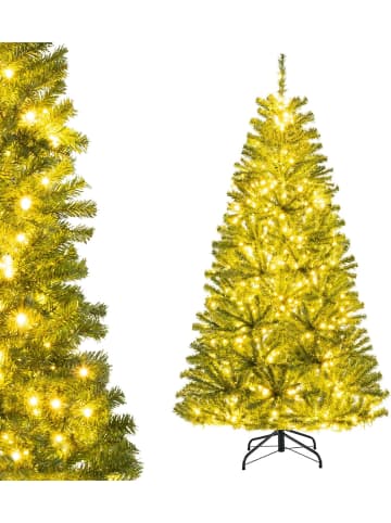 COSTWAY 180 cm Künstlicher Weihnachtsbaum mit Beleuchtung in Grün