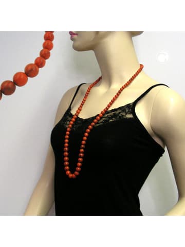 Gallay Kette 8-10-12mm Perlen verlaufend orange-schwarz-marmoriert 80cm in rot