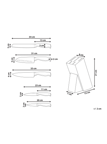 Beliani 6-tlg Küchenmesser-Set MASHIKO in Silber