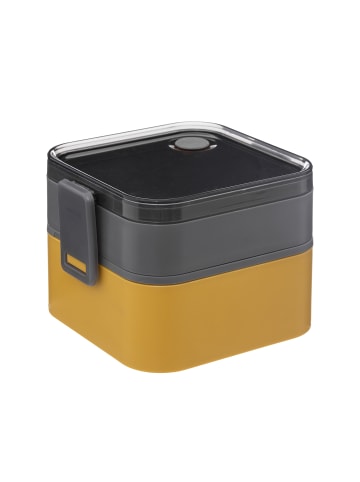 5five Simply Smart Lunch-Box mit Fächern, luftdichter Verschluss, 1,5 L in Senfgelb, 16 x 14,2 cm