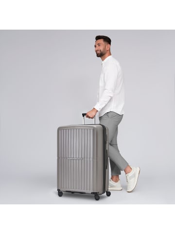 Pactastic Collection 01 4 Rollen Trolley L 76 cm mit Dehnfalte in grey-coffee metallic