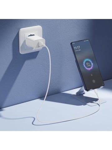 XO XO Wandladegerät CE33 QC 18W 1x USB weiß + USB-C-Kabel
