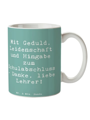 Mr. & Mrs. Panda Kaffeetasse Spruch Danke Lehrer mit Spruch in Meeresbrise