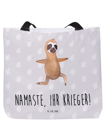 Mr. & Mrs. Panda Shopper Faultier Yoga mit Spruch in Grau Pastell