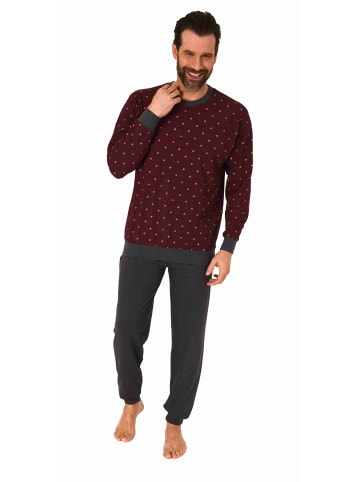 NORMANN langarm Schlafanzug Bündchen Pyjama print - 77206 in rot