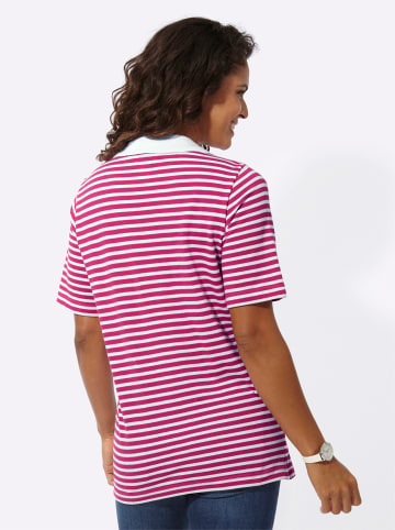 WITT WEIDEN Poloshirt in fuchsia-weiß-geringelt