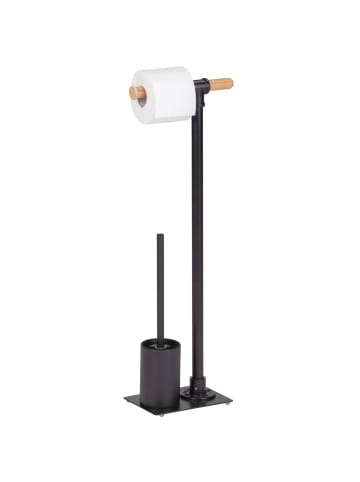 Wenko Toilettenpapierständer mit WC-Bürste FORLI in Schwarz, 25 x 72,5 x 15 cm