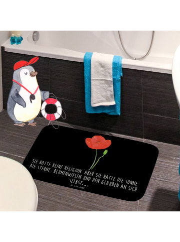 Mr. & Mrs. Panda Badeteppich Blume Mohnblume mit Spruch in Schwarz