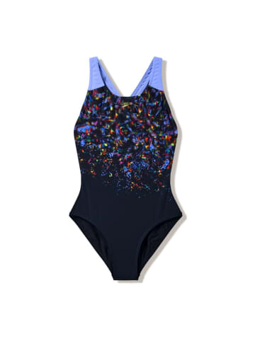 Speedo Girls Print Splashback Swimsuit Chlorbeständig in schwarz