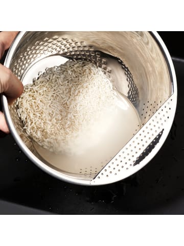 Reishunger Reis Waschschüssel Black (22cm / Edelstahl mit Silikonfuß)