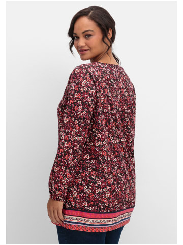 sheego Langarmshirt in weinrot gemustert