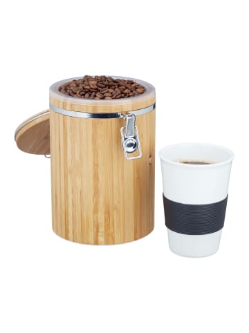 relaxdays Kaffeedose Bambus in Natur - (H)20 cm