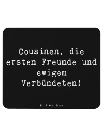 Mr. & Mrs. Panda Mauspad Cousine Freunde mit Spruch in Schwarz