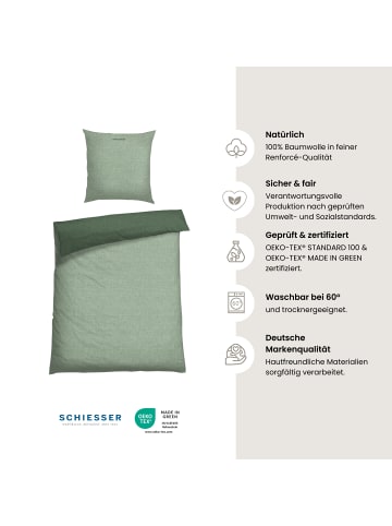 Schiesser Feinbiber-Bettwäscheset Doubleface in Grün