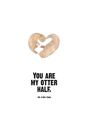 Mr. & Mrs. Panda Trinkgefäß Otter Herz mit Spruch in Weiß