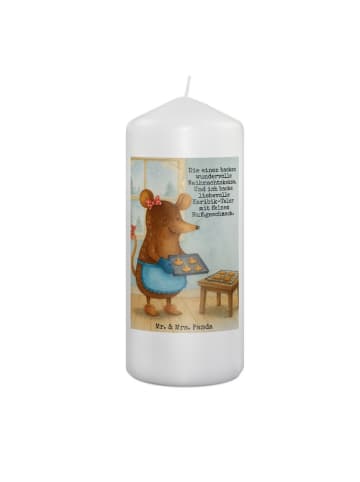 Mr. & Mrs. Panda Wachskerze Maus Kekse Design mit Spruch in Weiß