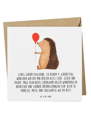 Mr. & Mrs. Panda Grußkarte 9. Geburtstag Glück mit Spruch in Weiß