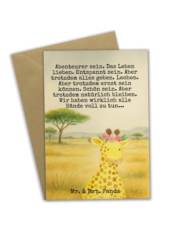 Mr. & Mrs. Panda Grußkarte Giraffe Blumenkranz Design mit Spruch in Weiß