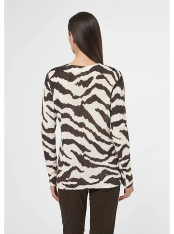 MADELEINE Zebra-Pullover mit flauschigem Alpaka in wollweiß / dunkelbraun