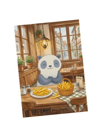 Mr. & Mrs. Panda Postkarte Panda Pommes Gebet Design ohne Spruch in Weiß