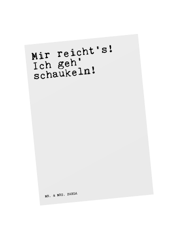 Mr. & Mrs. Panda Postkarte Mir reicht's! Ich geh'... mit Spruch in Weiß