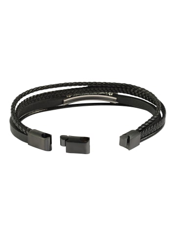 Adeliás Herren Armband – Lederarmband aus Leder 21 cm in schwarz