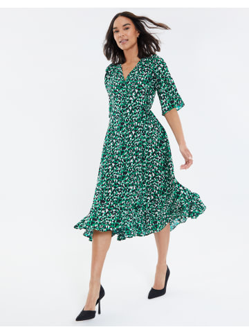 Threadbare Kleid THB Soda Wrap in Green Leoapard