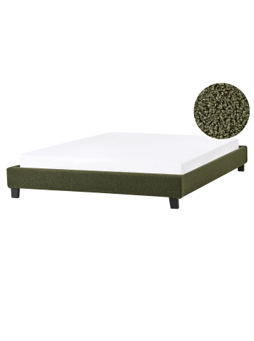 Beliani Doppelbett ROANNE in Grün/Braun - (W) 170 x (H) 29 x (L) 213 cm