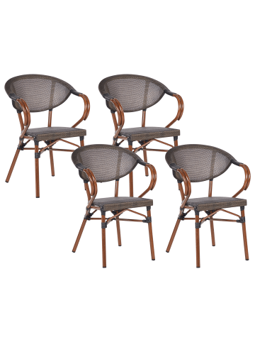 Beliani 4er-Set Gartenstuhl CASPRI II in Grau/Braun