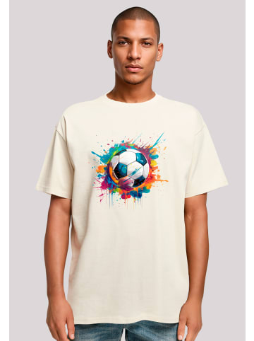 F4NT4STIC Heavy Oversize T-Shirt Bunte Fußball Grafik in sand