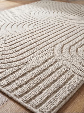 KADIMA DESIGN Flachgewebe-Teppich Hoch-Tief Bögen 3D Relief Pflegeleicht in Beige