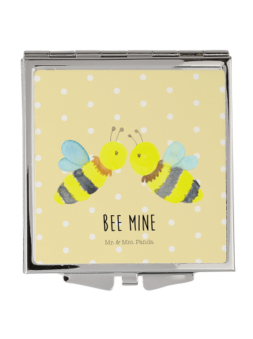 Mr. & Mrs. Panda Kleiner Spiegel Biene Liebe mit Spruch in Gelb Pastell