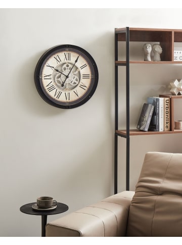 Beliani Wanduhr BORNOS in Schwarz/Beige - (W) 50 x (H) 50 x (L) 6 cm