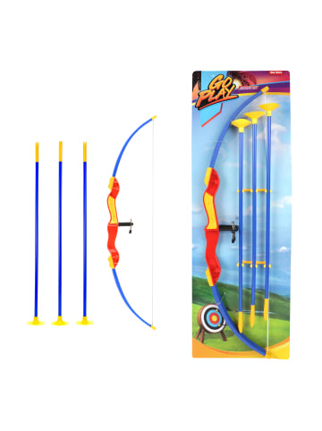 Toi-Toys GO PLAY - Pfeil und Bogen mit 3 Saugnapfpfeilen in mehrfarbig