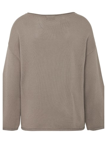 GOLDNER Kurzgröße:  Pullover Pullover mit leichten U-Boot-Ausschnitt in taupe