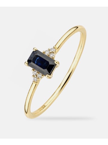 Diamant L'éternel Ring, mit Saphir, 375 Gelbgold