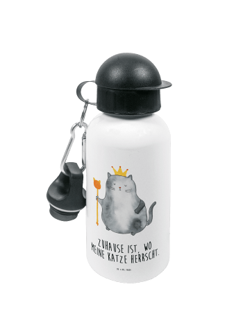 Mr. & Mrs. Panda Kindertrinkflasche Katze König mit Spruch in Weiß