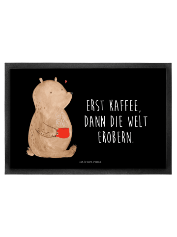 Mr. & Mrs. Panda Schmutzmatte Bär Kaffee mit Spruch in Schwarz